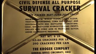 Opening a tin of Survival Crackers from 1962 at MAGFest 2016.