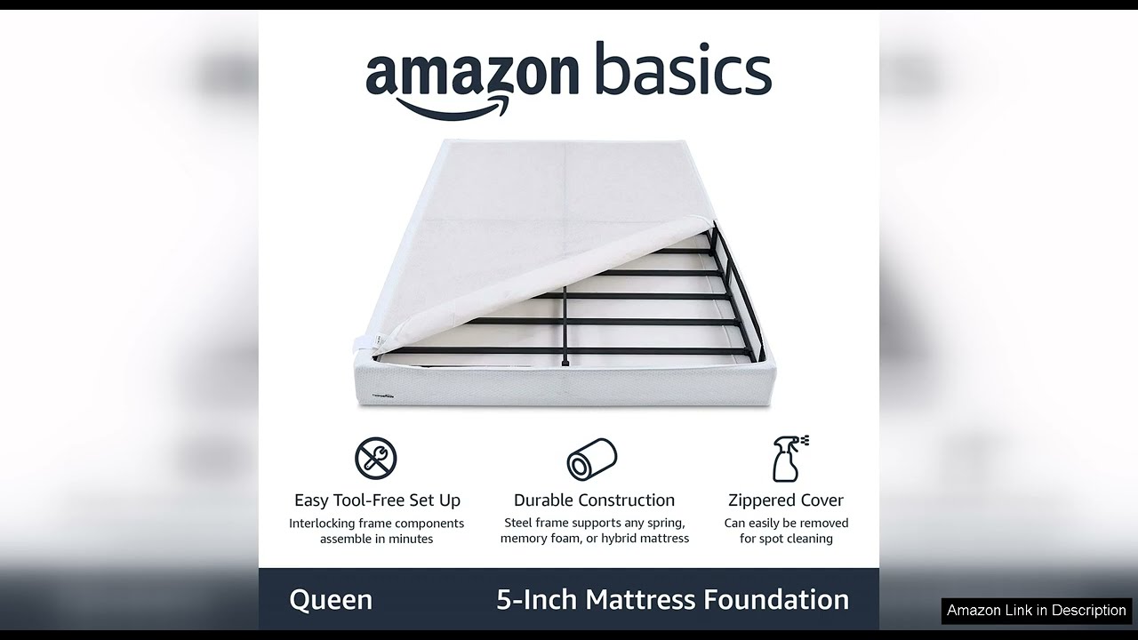 Amazon Basics Smart Box Spring Bed Base, 5 Inch Mattress Foundation, Tool-Free Review