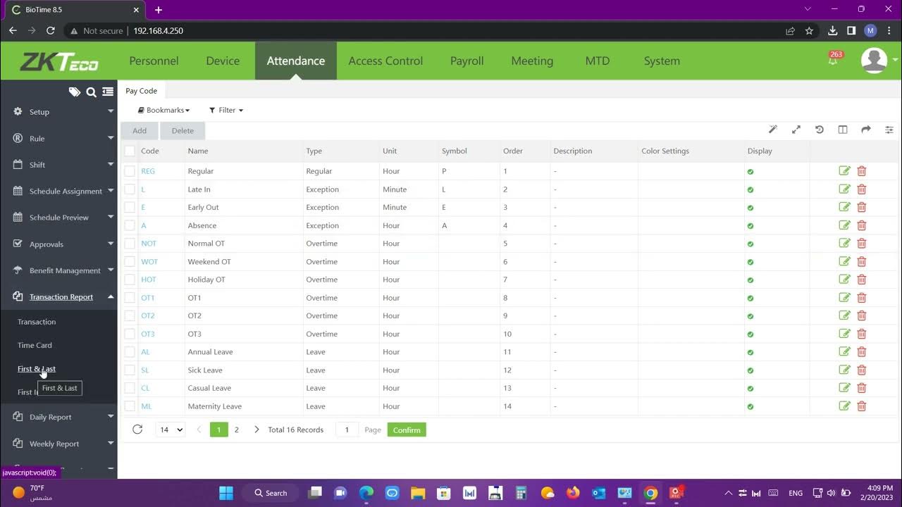 Biotime 8 5 attendance report youtube