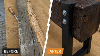 Making a Bench from a 100-Year-Old Reclaimed Wood Beam | Full Handmade Process