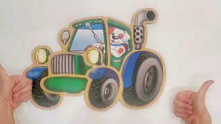 Wooden Toy Montessori Contour puzzle - Tractor Sorting Toy Puzzles Wooden Puzzle Toys