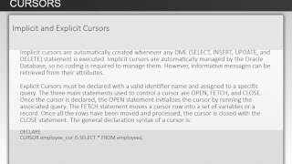 Introduction to PL/SQL Cursors