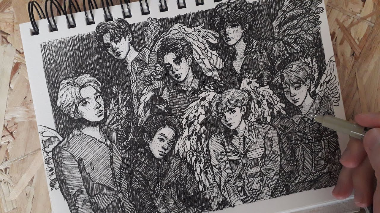 BTS Black Swans Pen Drawing // while listening to louder than bombs