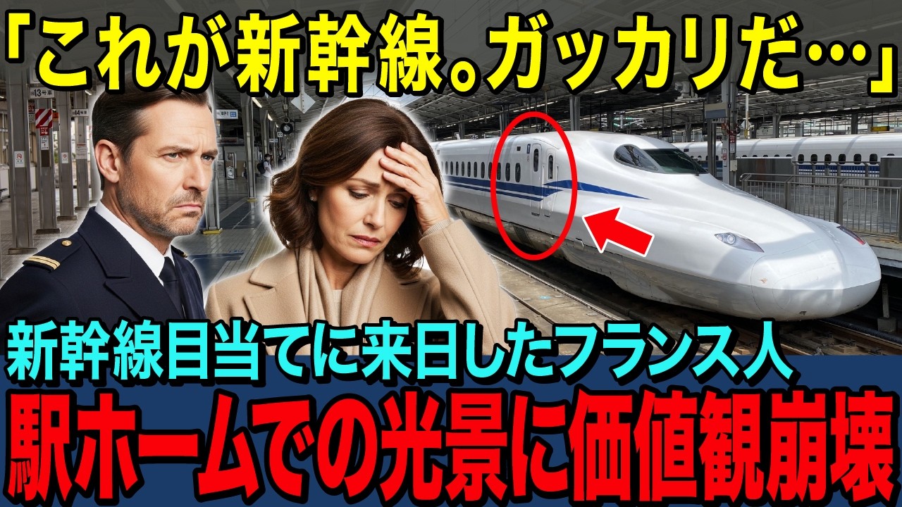 【海外の反応】「なんだ 日本の新幹線ショボいな 」新幹線を楽しみにしていたフランス人夫婦が駅のホームに到着した瞬間、人生観がひっくり返る光景が待っていた