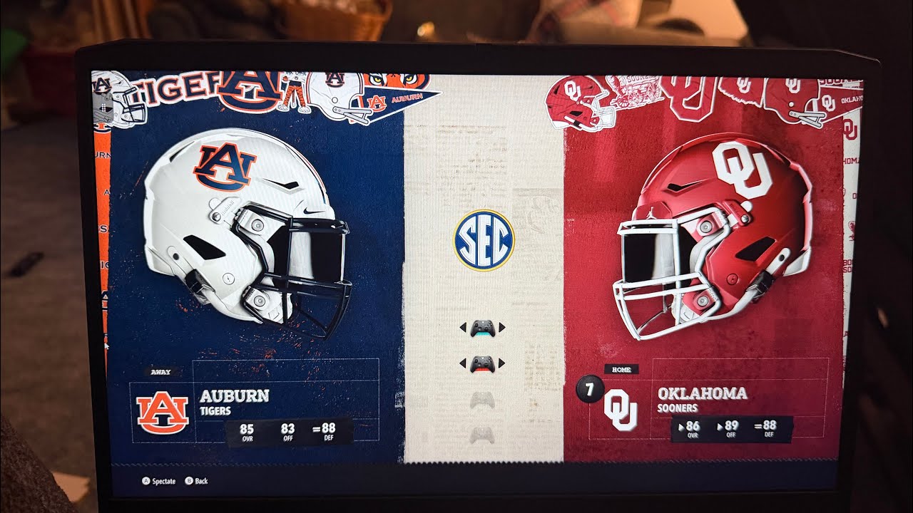2026 NCAA Football January Madness: 1st Round #15 Auburn @ #2 Oklahoma (Sugar Region)