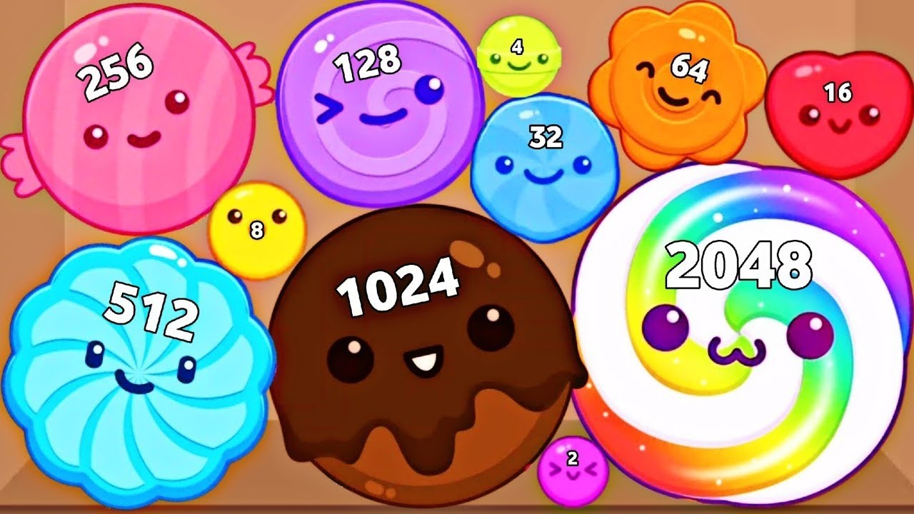 Candy Drop Merge 2048 3D - ASMR Gameplay (Candies Evolution, Level Up Sweet Merge Suika Balls 2048