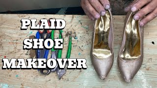 From Worn-Out Gold Heels to Stylish Plaid Shoes ✨ Amazing Makeover