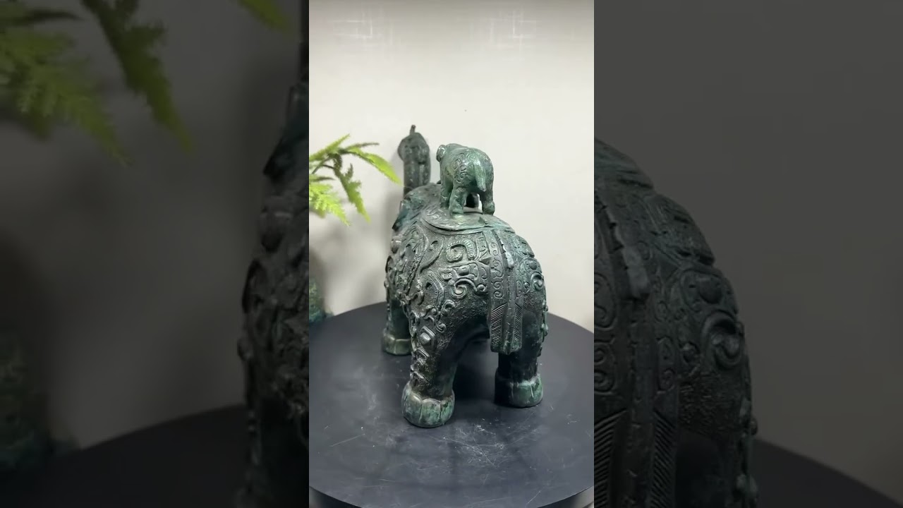 Bronze Elephant Zun Crafts Desktop Decoration 