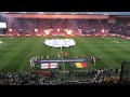 England and Belgium enter the pitch at the Ashton Gate Stadium in Bristol on 04.04.2025!