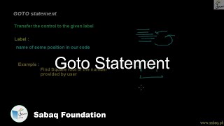 GOTO statement, Computer Science Lecture | Sabaq.pk