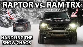 JURASSIC PARK: Ford Raptor vs Dodge Ram TRX snow chaos VLOG  Can they handle SNOW  OG Schaefchen