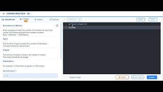 kilometers to meters coding practice - 1D
