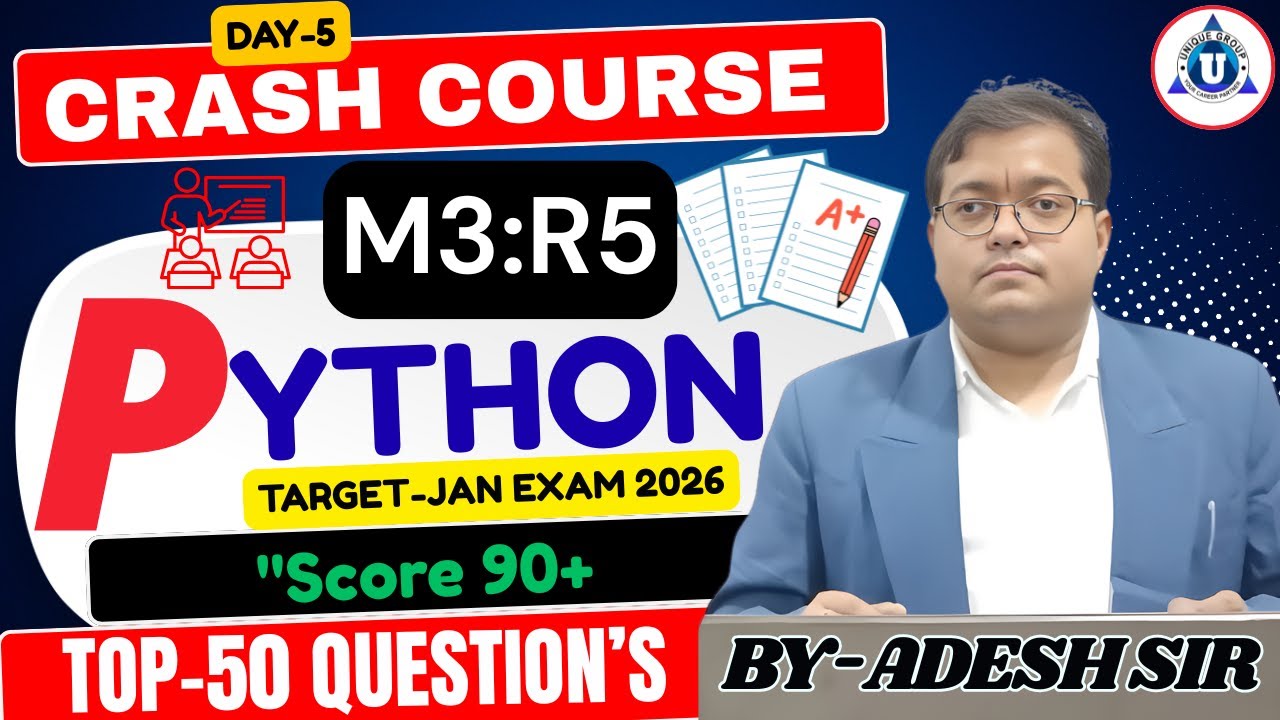Python 50 Most Important Questions(FUNCTION) DAY-5| Live & || Crash Course 