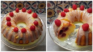 lemon raspberry cake recipe , gâteau aux citron & framboise , كيكة بالحامض و التوت البري