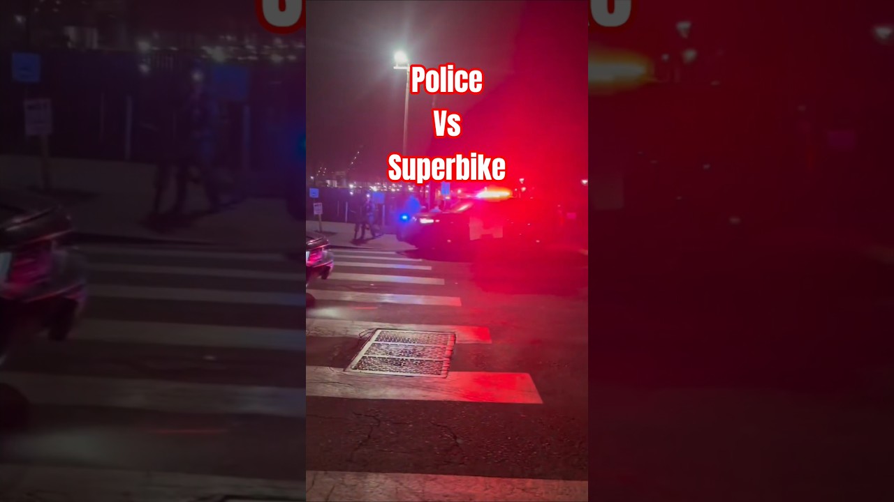 Police vs. Superbike, who is going to win here? please do not break traffic rules #cops #biker