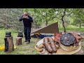 TARP and BIVI camping | Breakfast sandwich in the woods