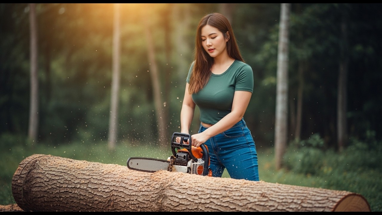 Fearless Tree Climber Working At Extreme Heights