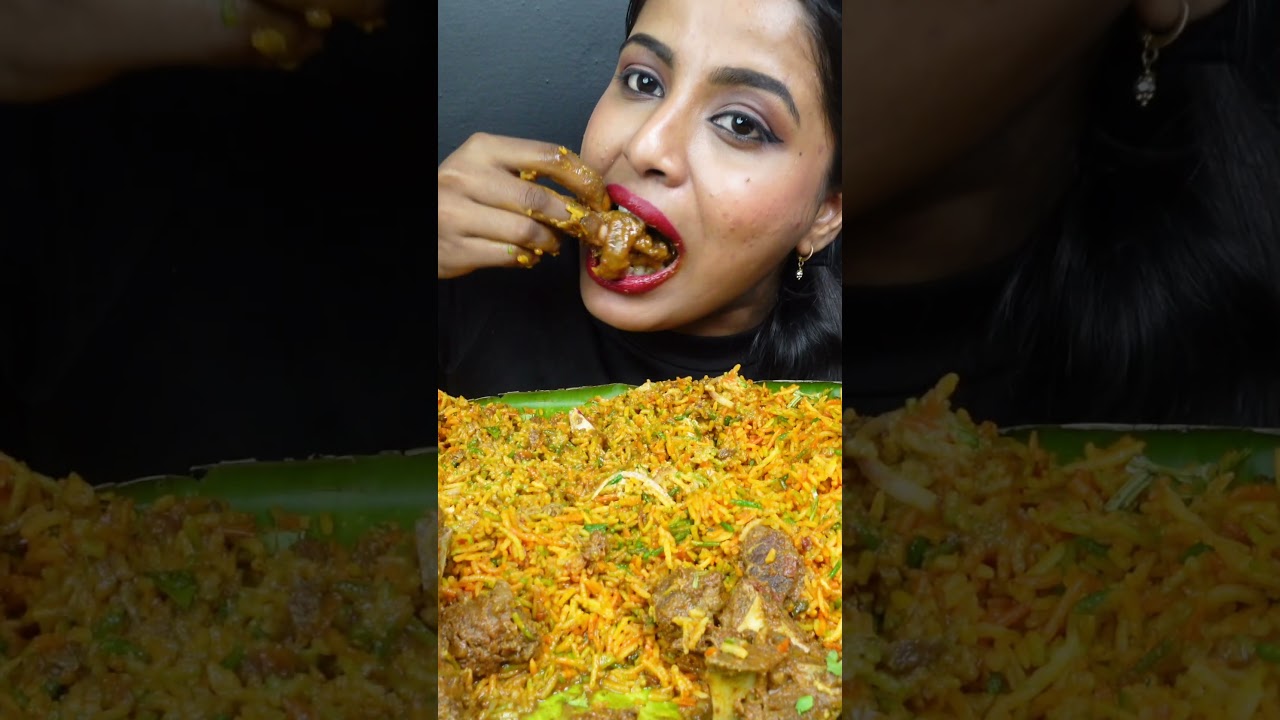 ASMR Eating Spicy Mutton Bhuna Masala,Chicken Curry,Biryani,Lollipop Big Bites ASMR Eating Mukbang
