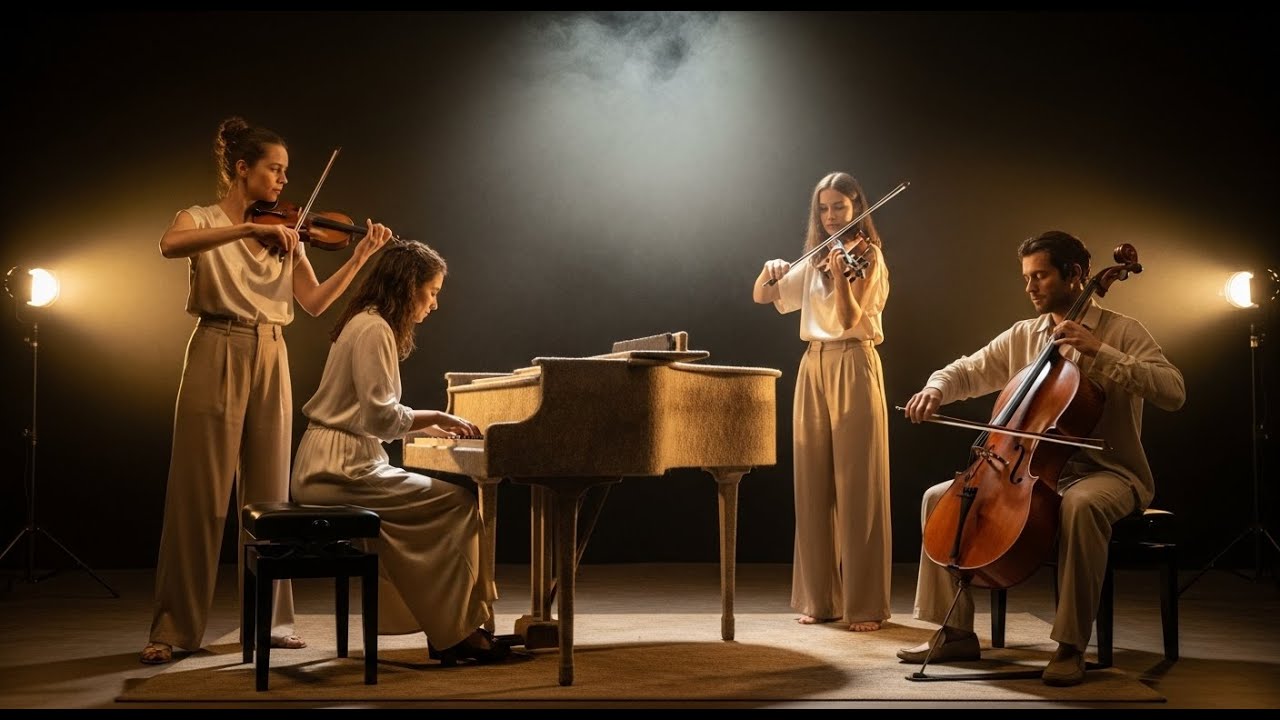 Piano Y Cuerdas Envuelven La Noche En Calma Para Un Café De Introspección Y Lectura Suave