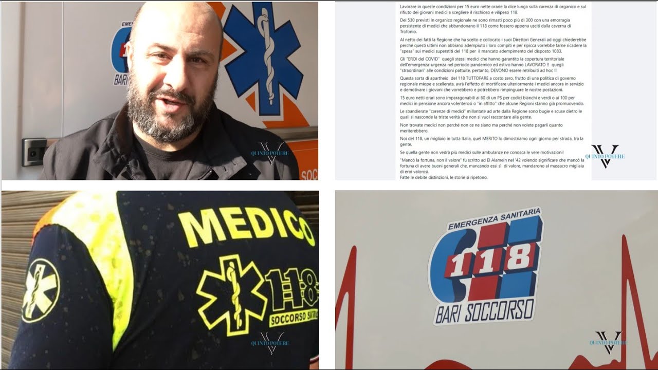 Bari, sottopagati e maltrattati. Medici in fuga dal 118: 