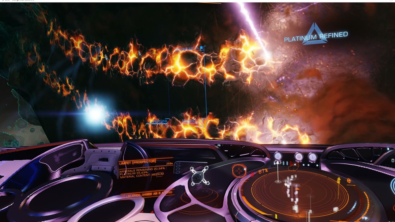 Elite Dangerous LaLande 34968 HazRES Plat speed mining 512 tons in 