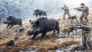 Wildschweinjagd in der Kälte – Perfekter Schuss durch den gefrorenen Winterwald | Wildschweinjagd