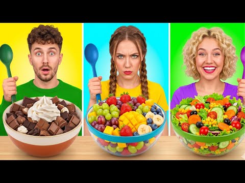 लेयर्ड फूड चैलेंज 🍓🍫🥗स्वीट बनाम फ्रेश बनाम क्रेज़ी कॉम्बो द्वारा 123 GO! चैलेंज