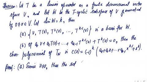 Lecture 19 T invariance and T cyclic subspaces