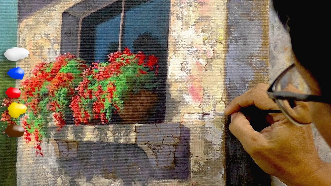 How to Paint Old Concrete Window in Acrylics / Time-lapse / JMLisondra