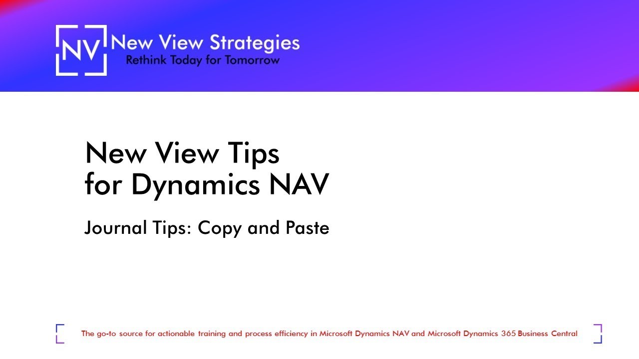 NAV Tips: Journal Tips - Copy and Paste