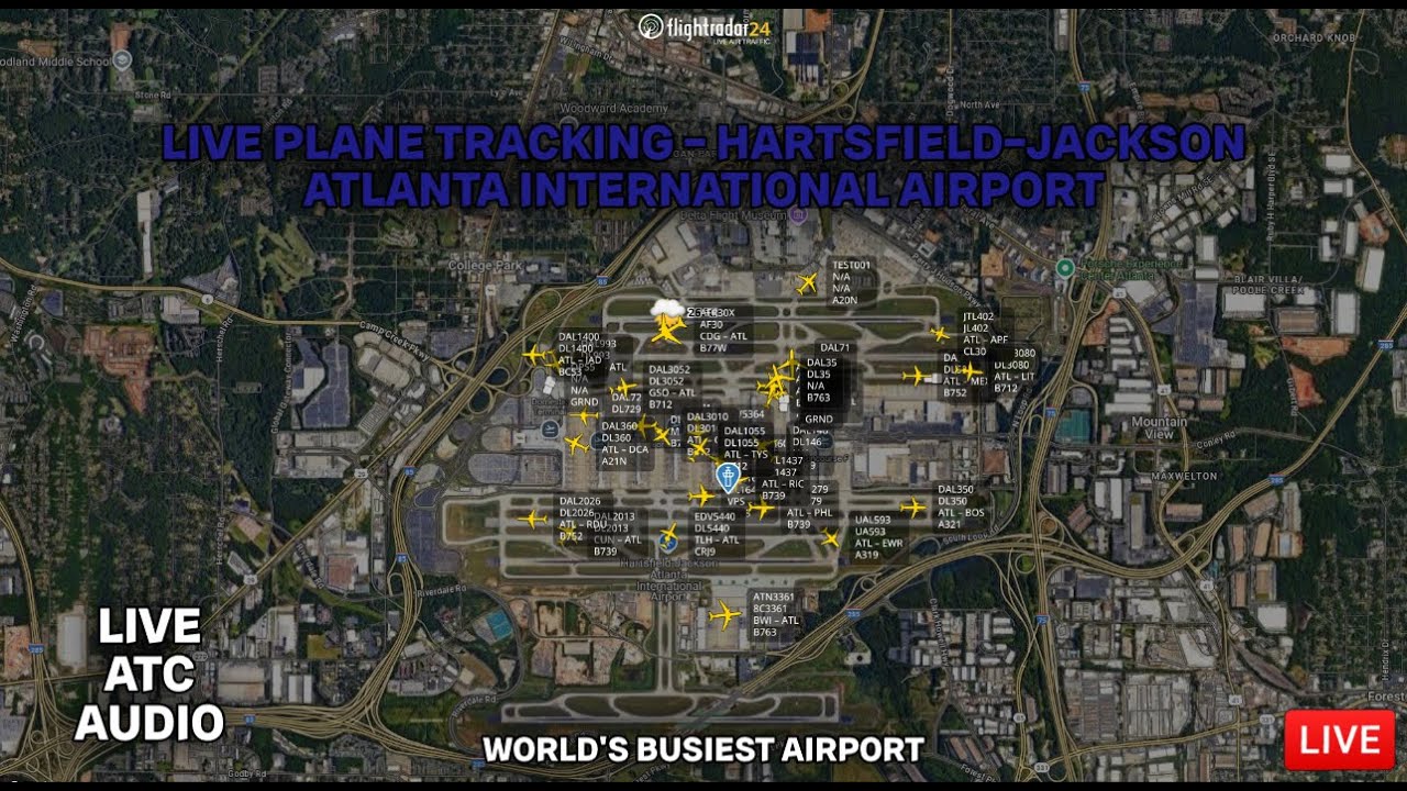 🔴 LIVE: Hartsfield-Jackson Atlanta (ATL) International Airport Plane Tracking & ATC audio