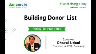 A glimpse of 'Building Donor List' webinar #FundraisingFriday
