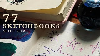 archiving 77 sketchcbooks ✷ 2014 - 2022 ✷ long sorting, organization, and flip through session