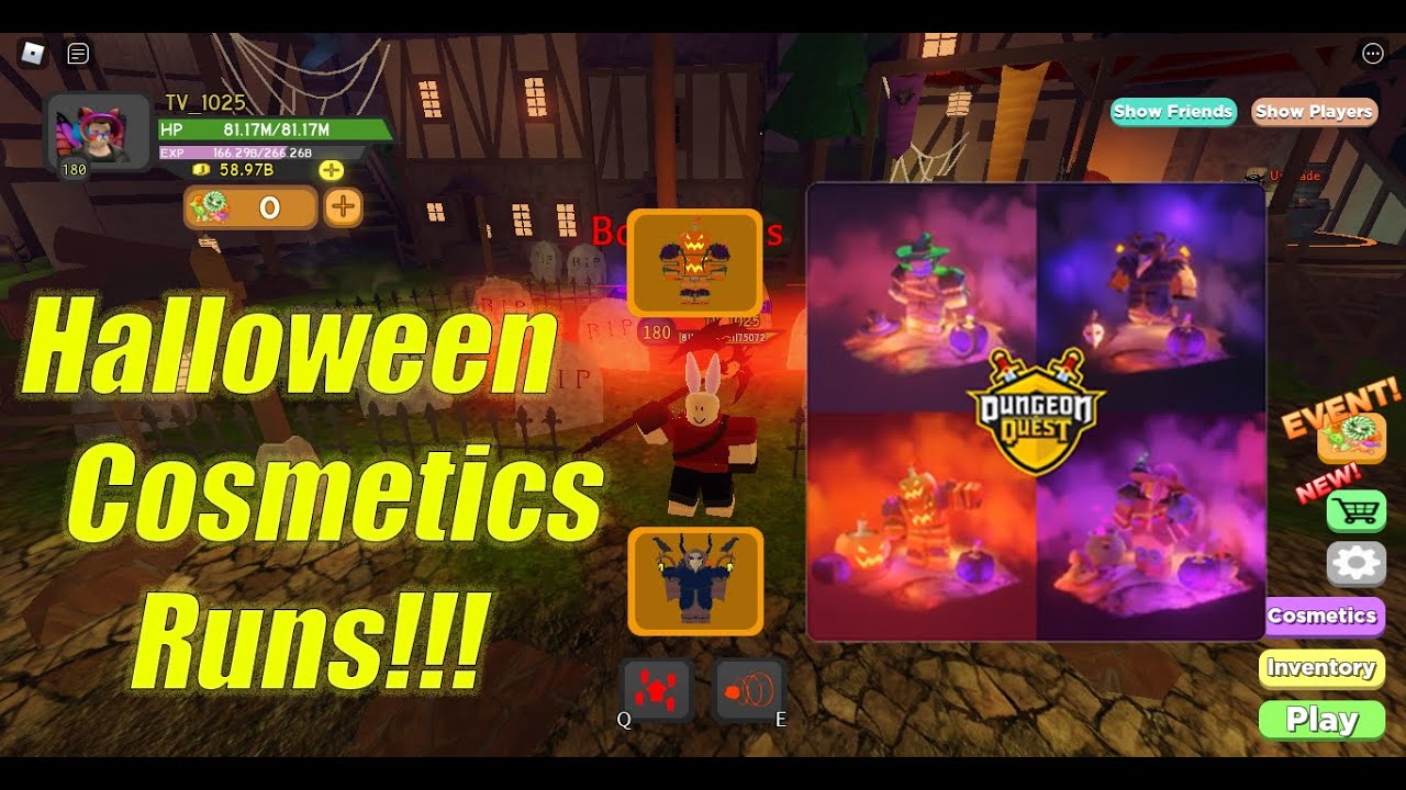 Live Halloween Cosmetics Grinding Legendary Giveaway Dungeon Quest Roblox Youtube - how to get all the free halloween cosmetics tips and tricks in dungeon quest roblox