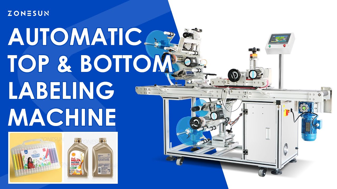 ZONESUN ZS-TB602 AUTOMATIC FLAT SURFACE LABELING MACHINE - YouTube