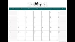 Printable May 2026 Calendar (US) | A4 & Letter Size | May 2026 Calendar Printable | Free PDF