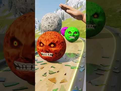 Big & Small Monster Moon Cars vs Giant Hand Slap #3 - BeamNG.drive #shorts #beamngdrive