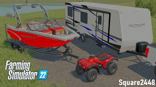 4th of July Boating & Camping At Lake! | Fireworks! | FS22 Homeowner @Square2448