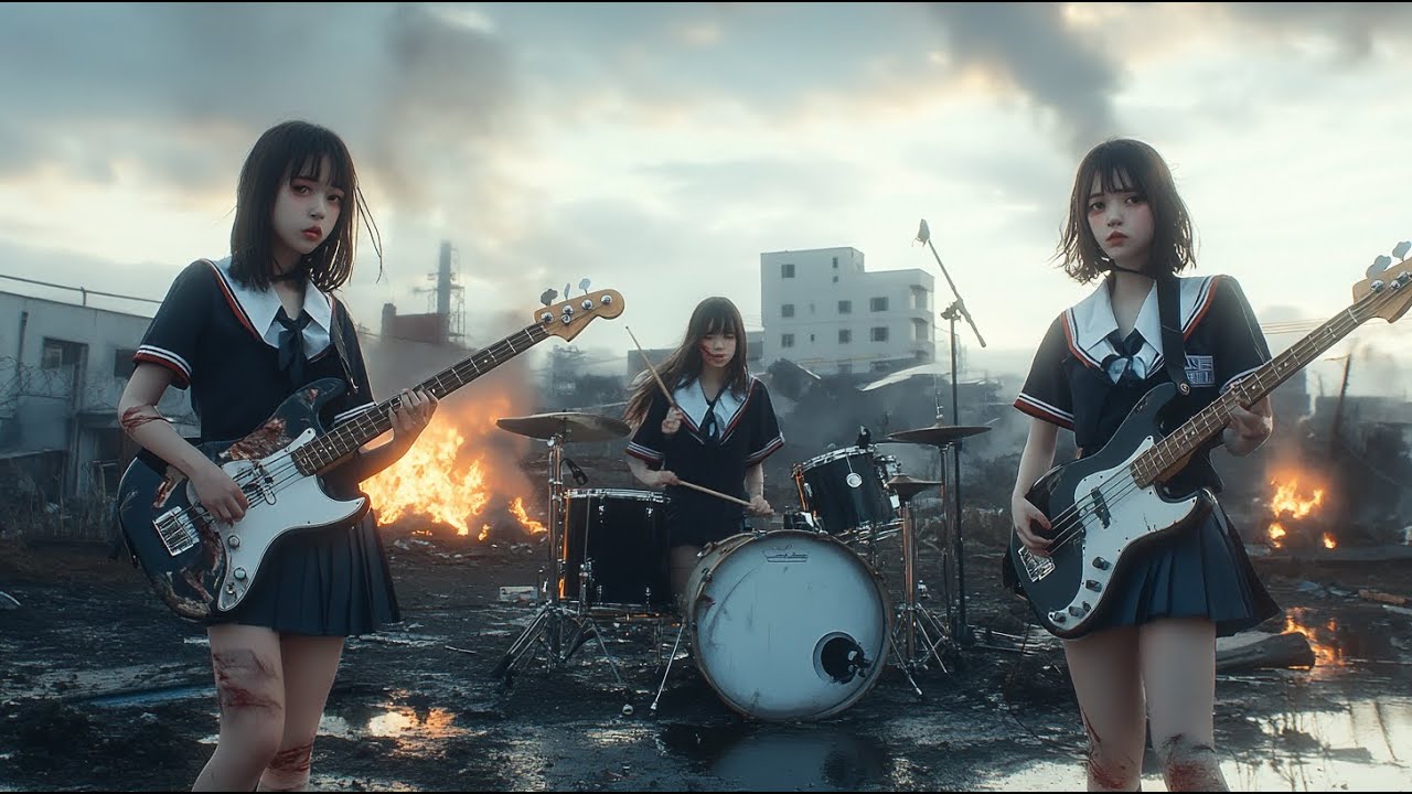 High School Girls Band and the Battlefield