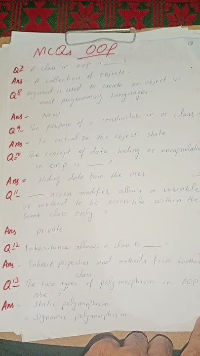 OOP mcqs | object oriented programming mcqs #objectorientedprogramming ...