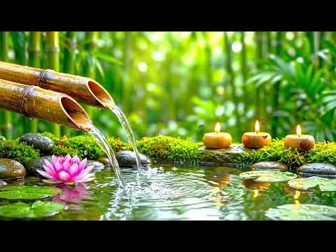 Relax with Bamboo Water Fountain & Soft Piano Music 🌿 Nature Ambience for Sleep and Meditation