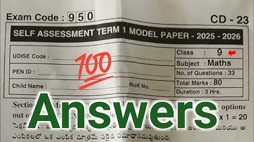 💯Ap 9th class maths Sa1 question paper 2025 answer key|9th Sa Term 1 maths paper and answers 2025