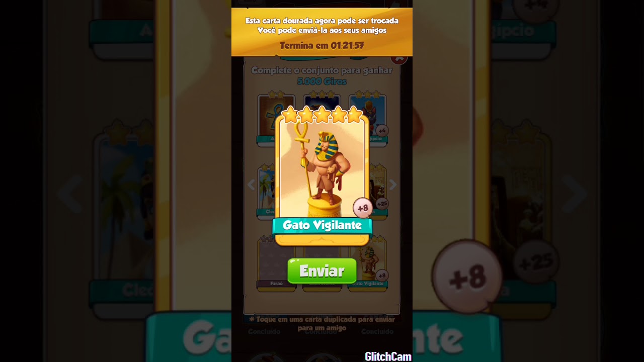 Carta Dourada Coin Master Vendo 3,00 Gato Vigilante Evento da Dourada