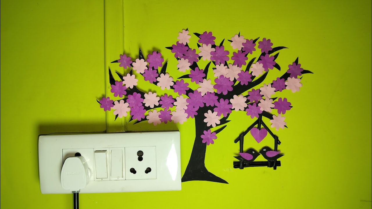 Love Birds Wall Hanging !! Wall Hanging Paper Craft Ideas !! Tree Wall Decoration YouTube