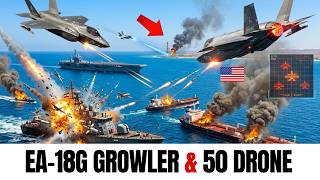 50 Houthi Suicide Drones ENGAGE EA-18G Growler in Red Sea — The Invisible Eye Truth
