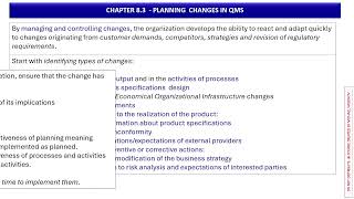 IS043: Chapter 8 - Planning Changes in Quality Management System