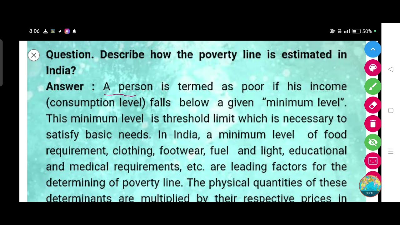 Describe how the poverty line is estimated in India?