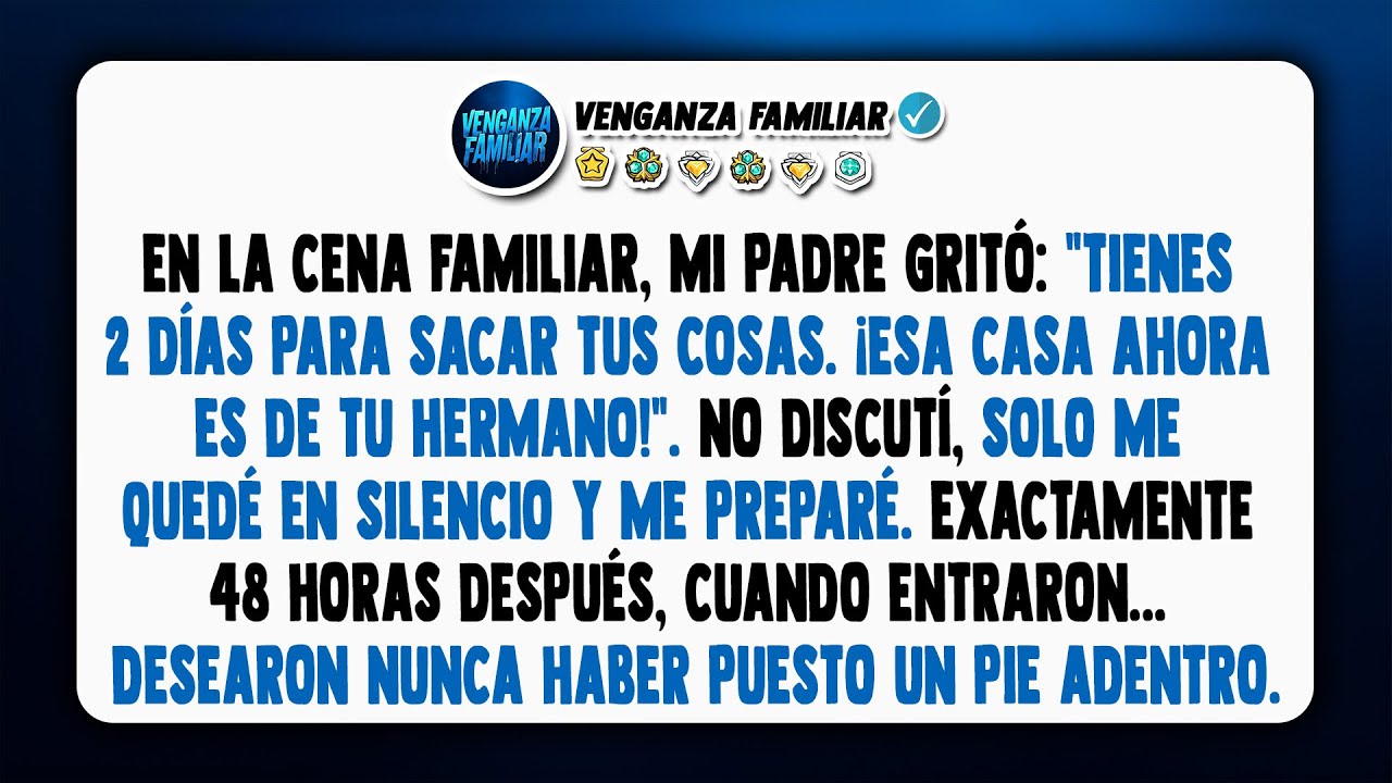 En la cena familiar, mis padres me ordenaron: “Tienes dos días para sacar tus cosas…”. Pero yo...