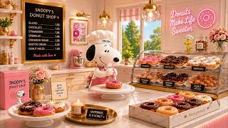 A Morning at Snoopy’s Donut Shop 🍩🌸 | Jazz Music & Warm Bakery Ambience