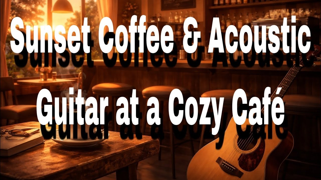 Sunset Coffee & Acoustic Guitar at a Cozy Café